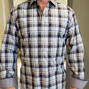 Bugatchi Mens Long Sleeve Plaid Dress Shirt 👔
